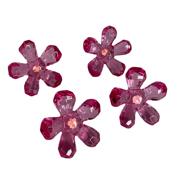 Other Set Of 4 Pink Crystal Flower Drawer Knobs Poshmark